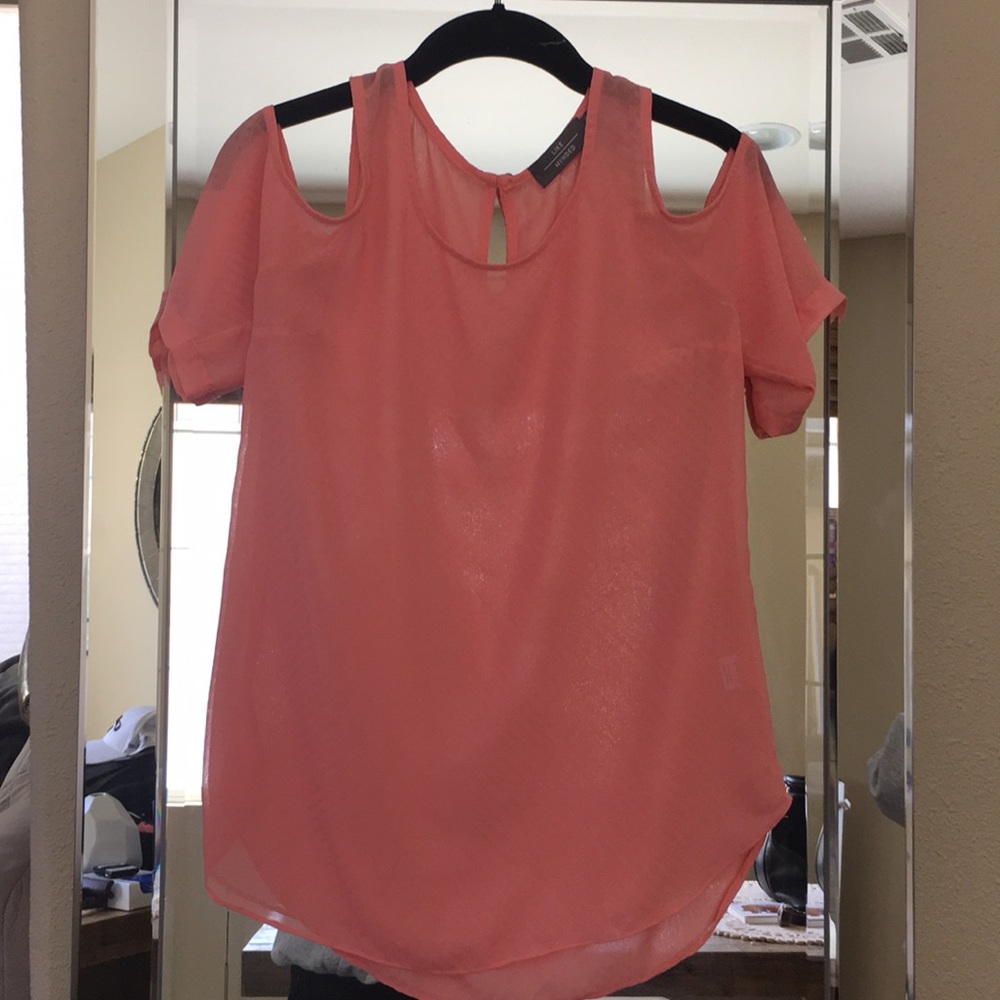 Like Mynded | coral cold shoulder top